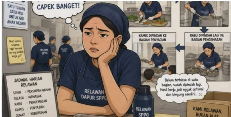 Relawan Dapur SPPG kadudamas Keluhkan Sering Dipindah Tugas, Harapkan Kepastian Penempatan.
