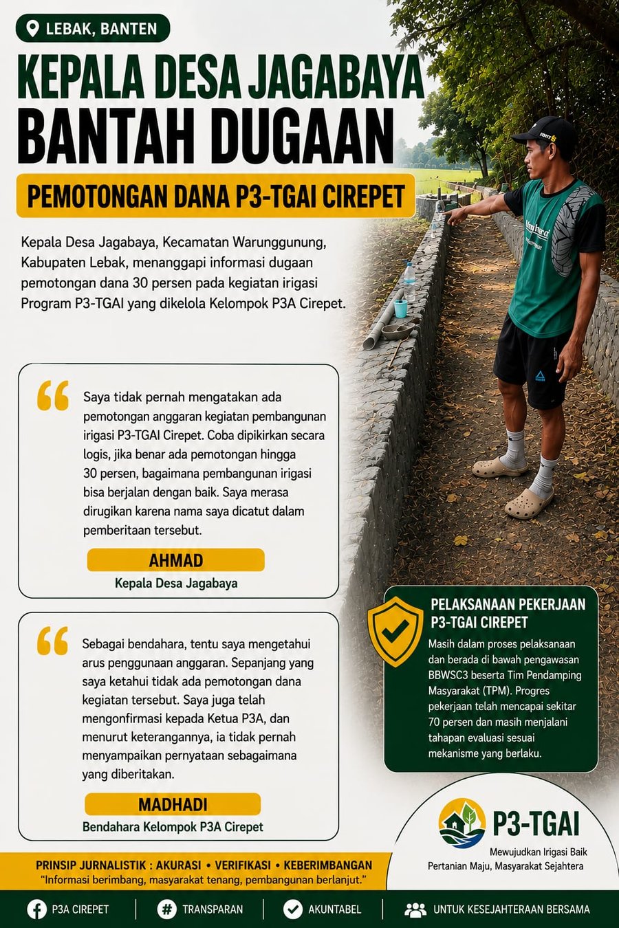 Kepala Desa Jagabaya Bantah Dugaan Pemotongan Dana P3-TGAI Cirepet