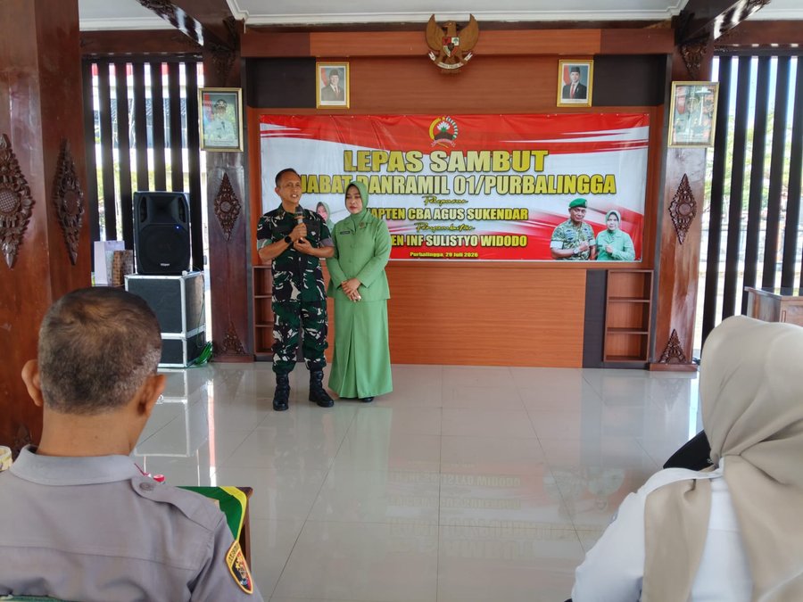 Lepas Sambut Danramil 01-Purbalingga, Kapten Cba Agus Sukendar Serahkan Tugas kepada Kapten Inf Suli