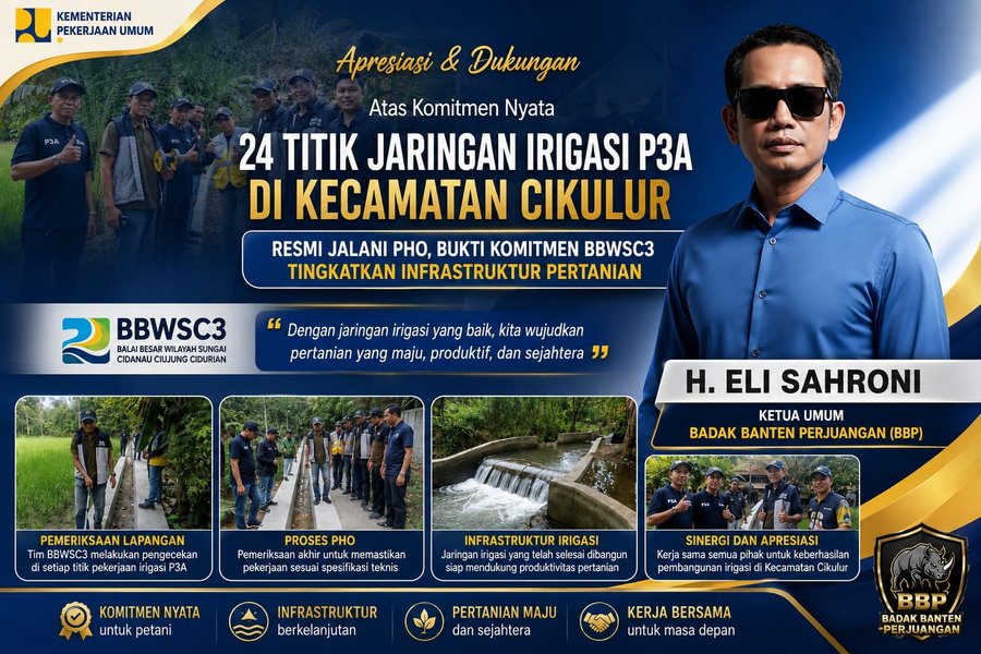 24 Titik Jaringan Irigasi P3A di Kecamatan Cikulur Resmi Jalani PHO, Bukti Komitmen BBWSC3 