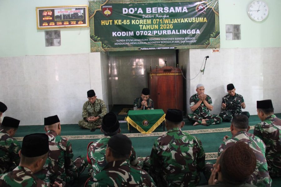 Kodim 0702-Purbalingga Gelar Doa Bersama dalam Rangka HUT ke-65 Korem 071-Wijayakusuma