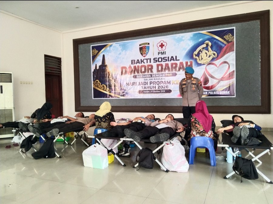 Bakti Sosial Propam Polres Demak Hasilkan 45 Kantong Darah