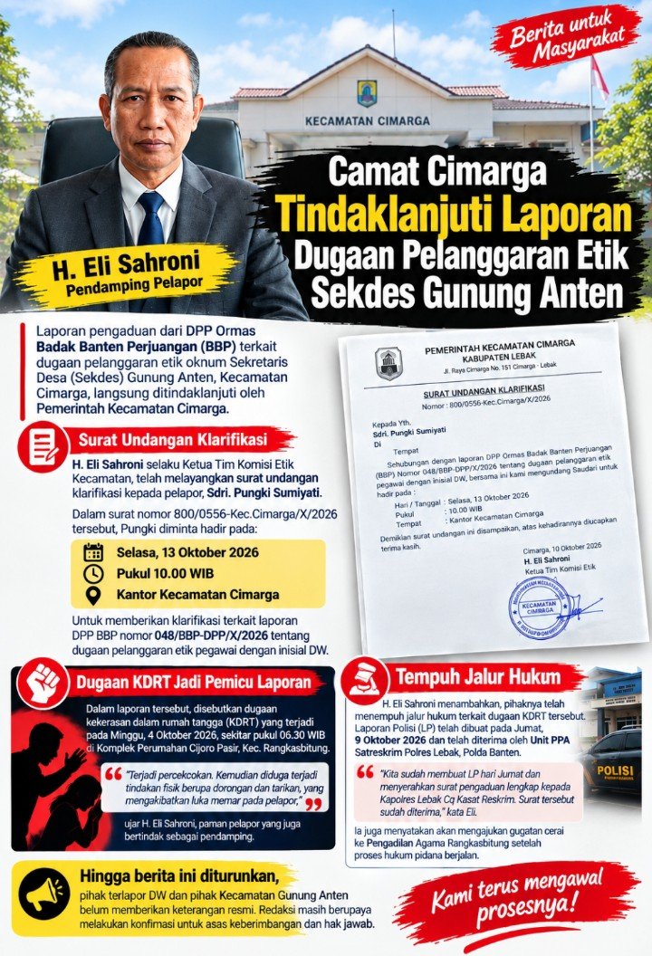Camat Cimarga Tindaklanjuti Laporan Dugaan Pelanggaran Etik Sekdes Gunung Anten