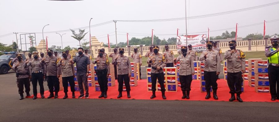 Polres Serang Giat Apel Pendistribusian Bantuan Sembako Serentak Di Wi