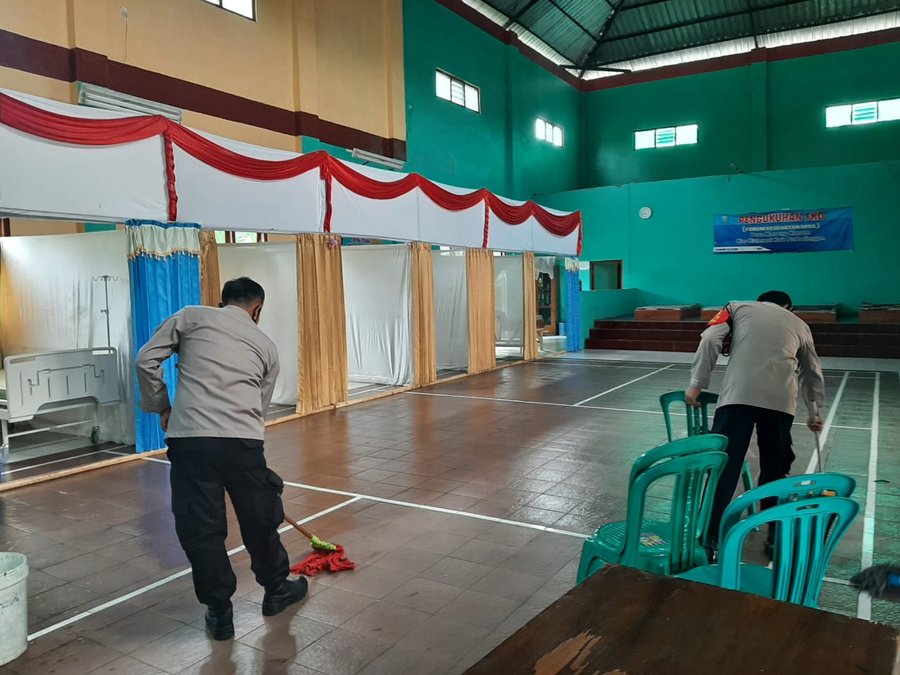 Kasus Covid 19 Meningkat, Polsek Kutasari Benahi Tempat Isoter Tingkat