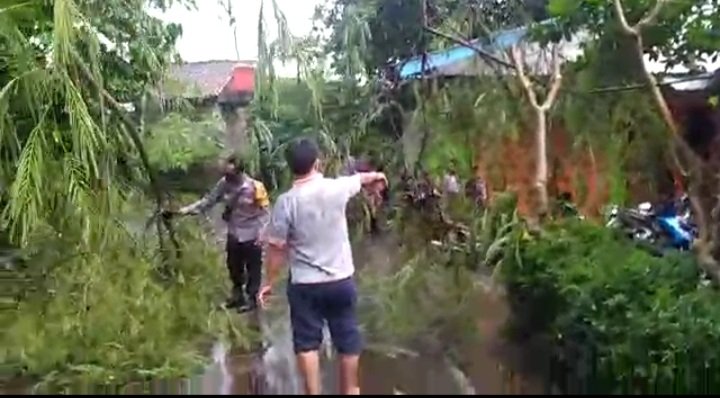 Patroli Polsek Pengadegan Evakuasi Pohon Patah Menutup Jalan