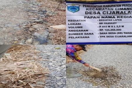 Diduga Proyek Kegiatan Lapen Di Desa Cijaralang Terkesan Asal jadi Dem