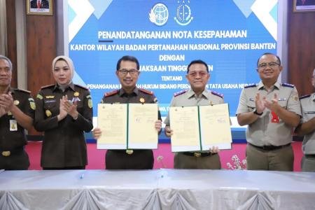 Kanwil BPN Banten Tanda Tangani Nota Kesepahaman dengan Kejaksaan Ting