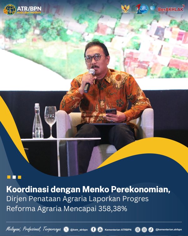 Koordinasi Dengan Menko Perekonomian, Dirjen Penataan Agraria Laporkan