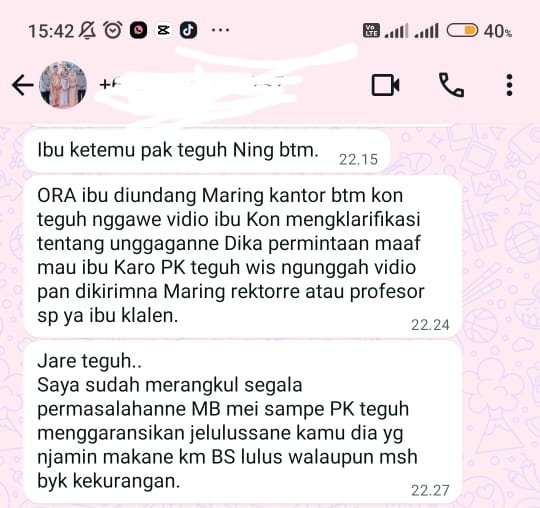 Diduga Diintimidasi Wakil Rektor I, Orang Tua Mahasiswa Universitas Mu
