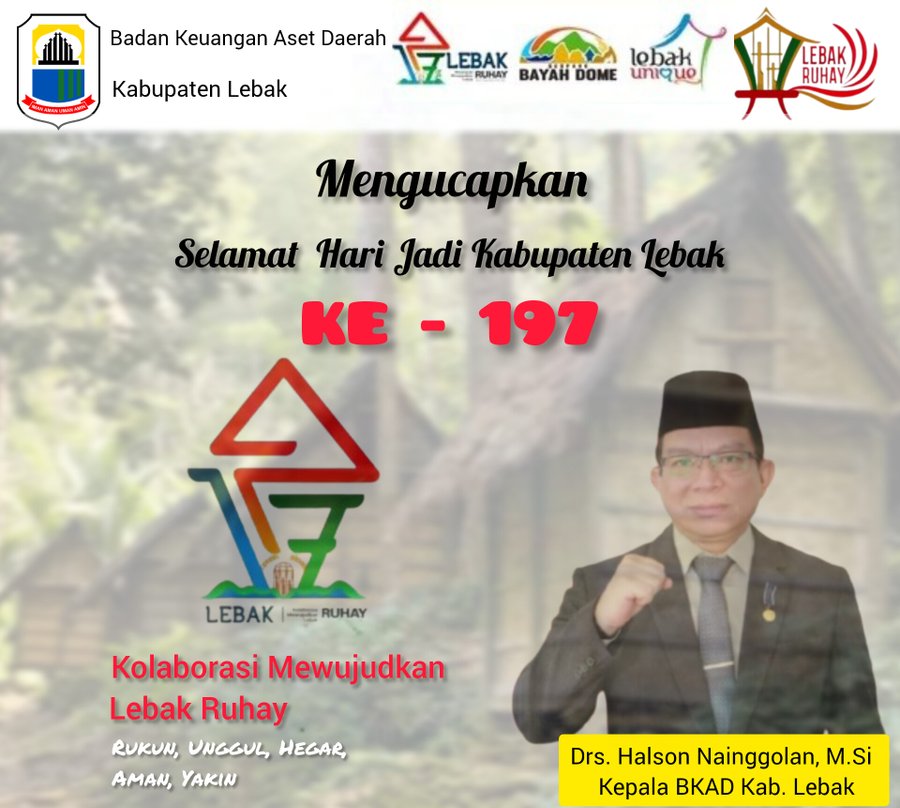 Bkad Kabupaten Lebak Mengucapkan Selamat Hari Jadi Kabupaten Lebak Ke 