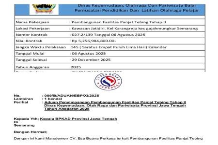 SKANDAL PANJAT TEBING TAHAP II DISPORAPAR JATENG MELEDAK REKENING SILU