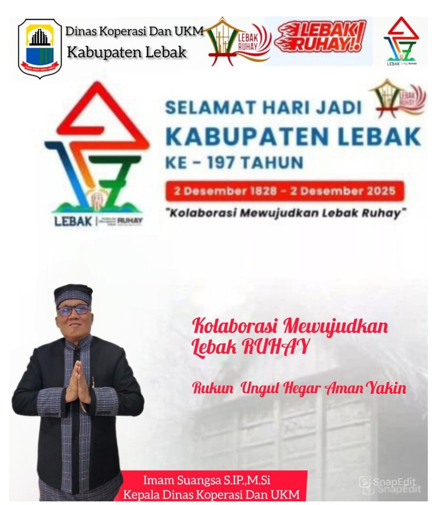 Dinas Koperasi Dan Ukm Kabupaten Lebak Sampaikan Ucapan Selamat Hari J