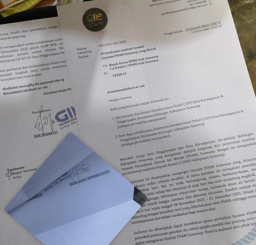 Pelayanan Pdam Dikeluhkan, Gip Sumenep Desak Dprd Segera Audiensi