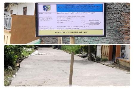 Proyek Betonisasi yang di kerjakan CV Sumur Agung dari Dana APBD Didug