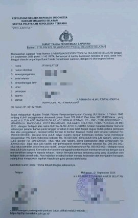 Surya Alam Joyo Kusumo Di Polisikan No Sttlp b 872 lx 2025 spkt Dugaan